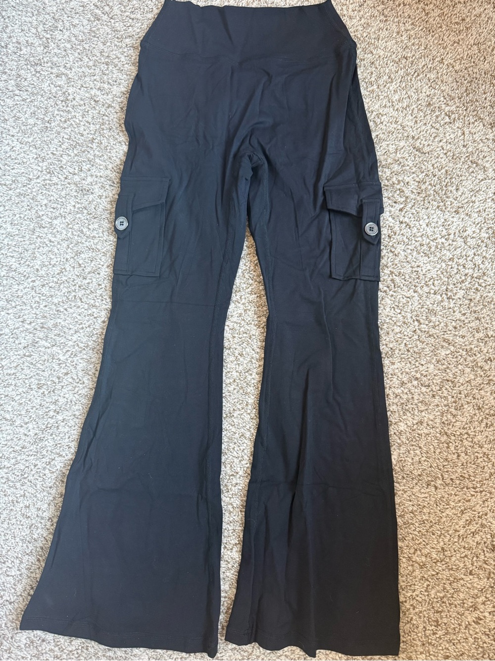 Black Wide-Leg Cargo Pocket Pants